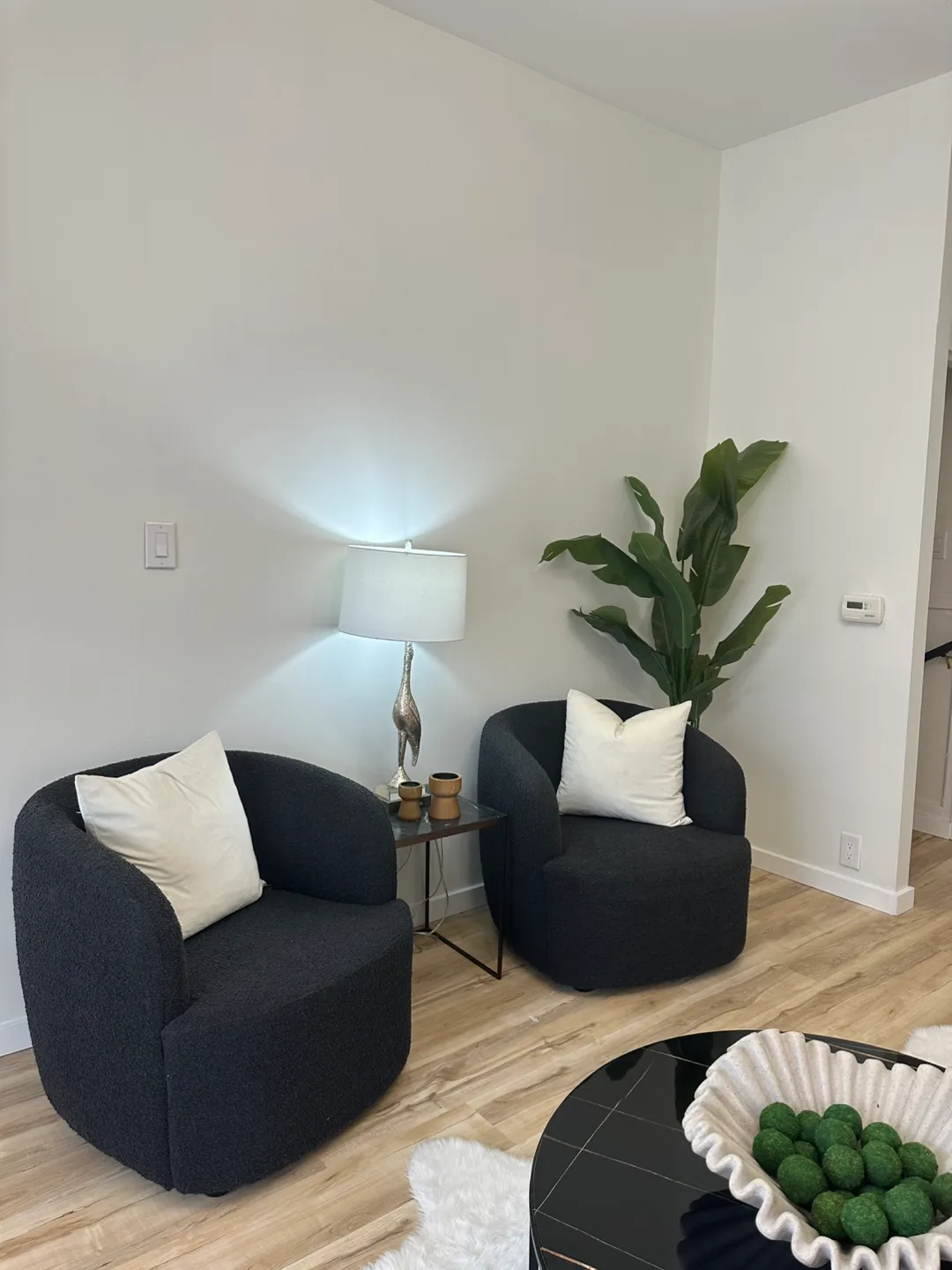 Black Boucle Accent Chairs