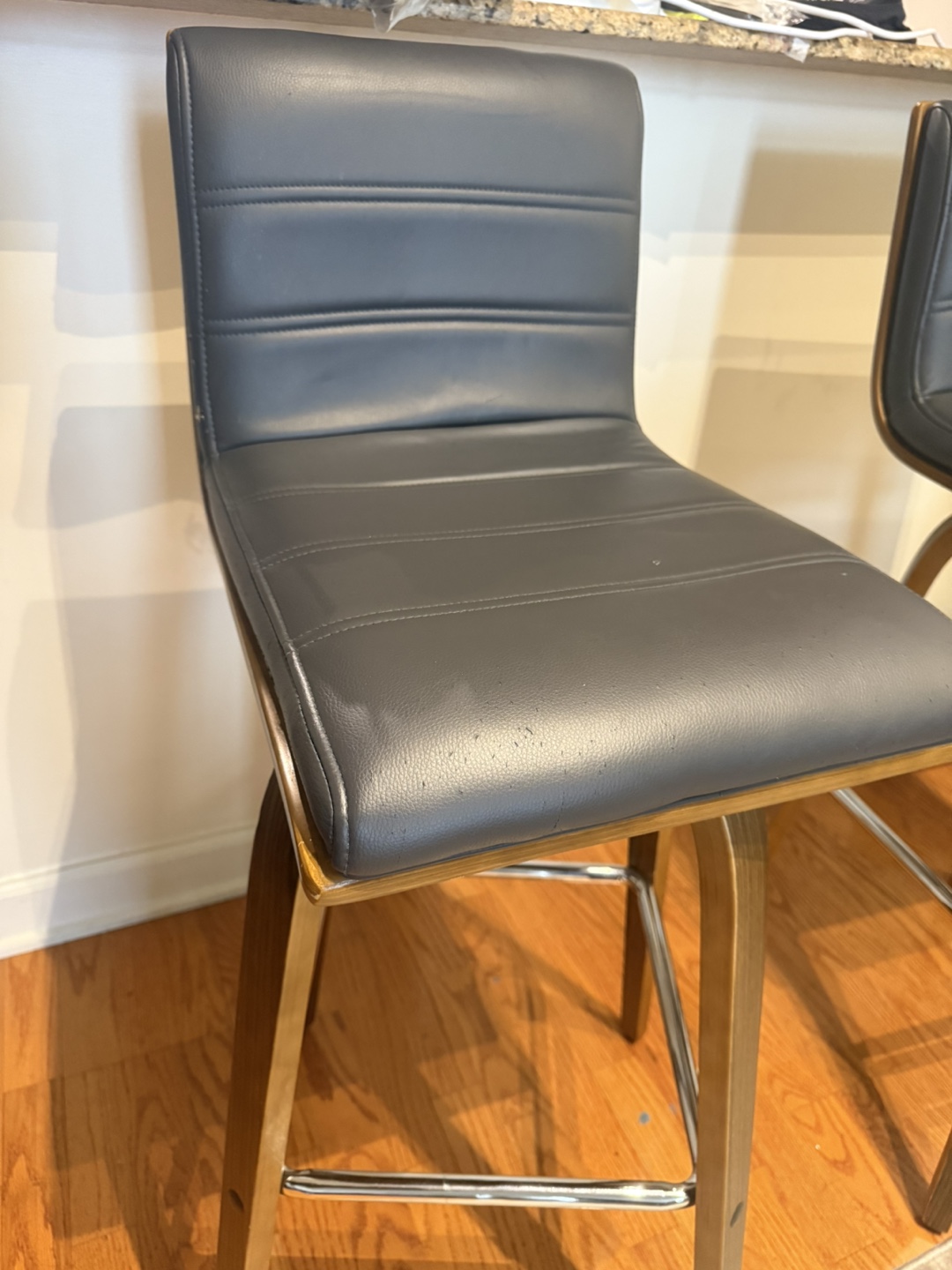 Gray Faux Leather Bar Stools (2) - photo 3
