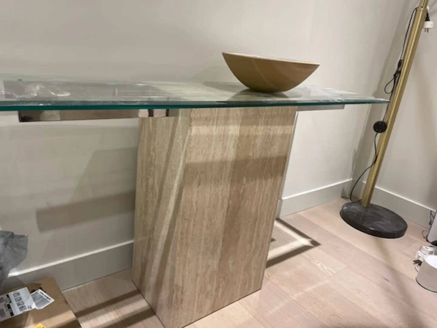 Marble and glass display unit console table thumbnail