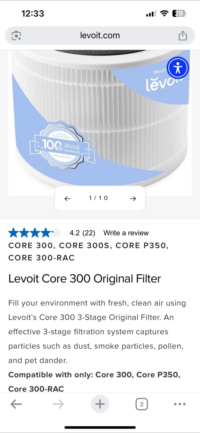 *NEW* Levoit Core 300 Original Purifier Filter (Core 300-P-RF) image indicator(3)