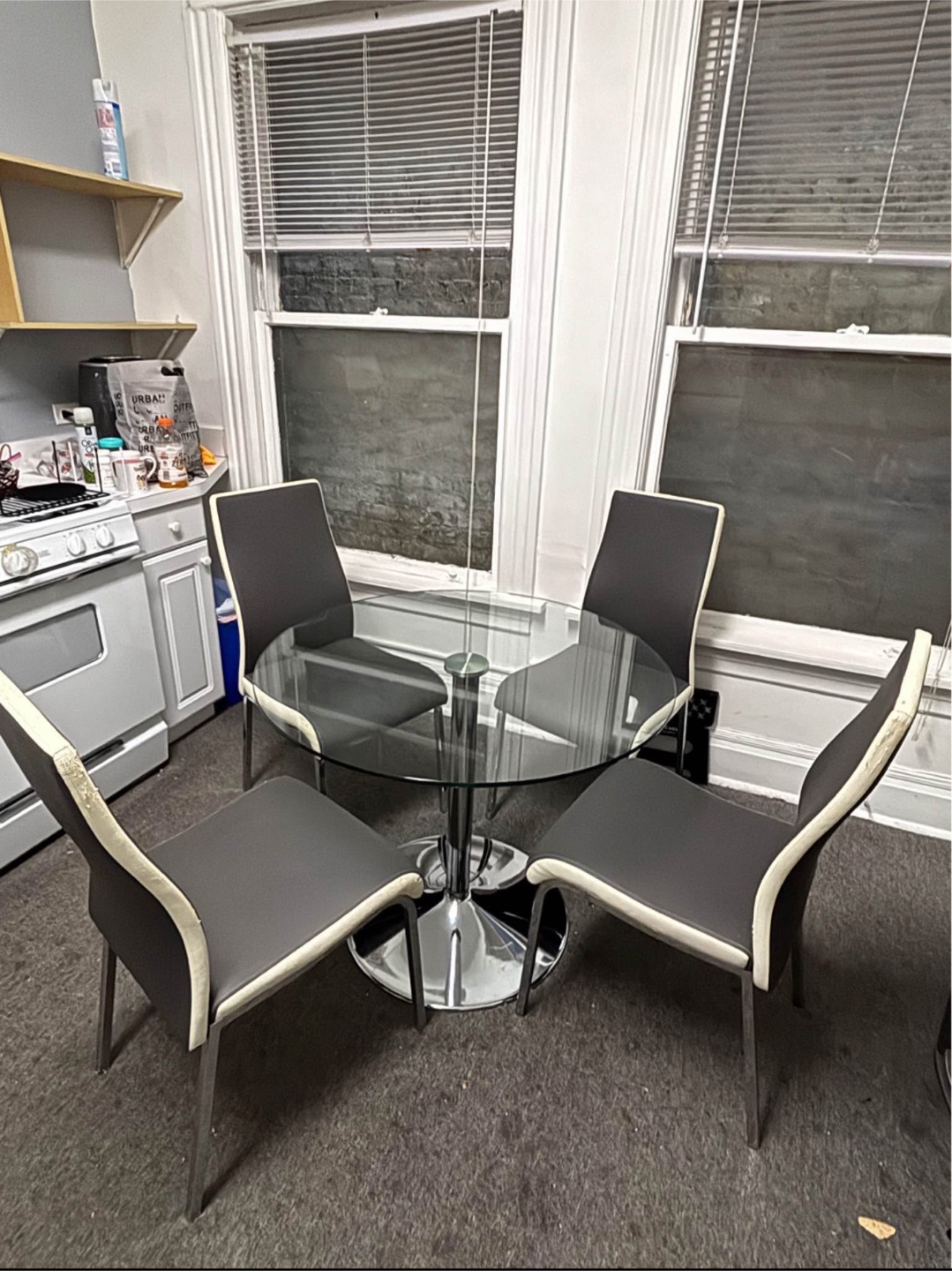 Glass Round Dining Table with 4 Chairs - photo 2