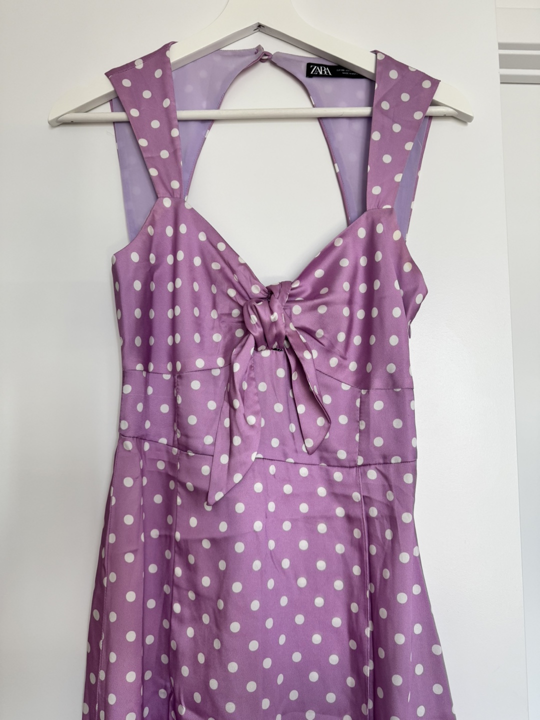 Zara XS Purple Polka Dot Midi Dress - photo 2