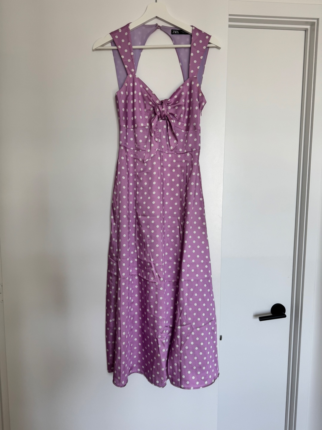 Zara XS Purple Polka Dot Midi Dress - photo 3