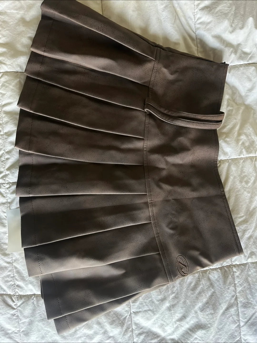 Brown Pleated Mini Skirt
