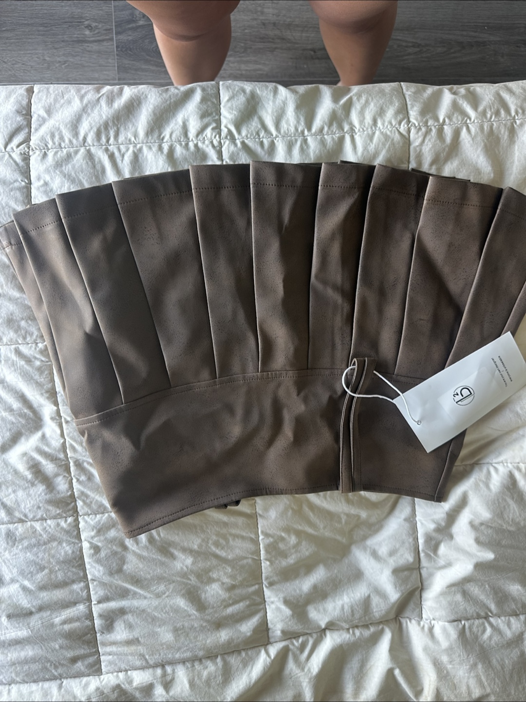 Brown Pleated Mini Skirt - photo 3