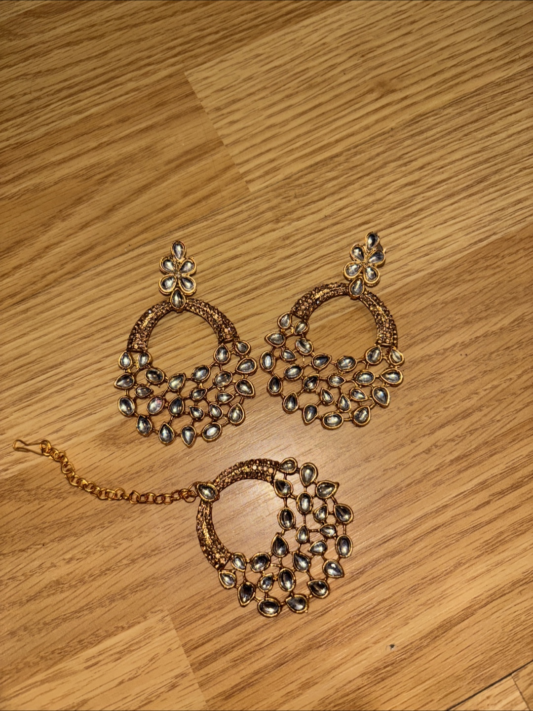 Earrings and Tikka Set - Gold Tone