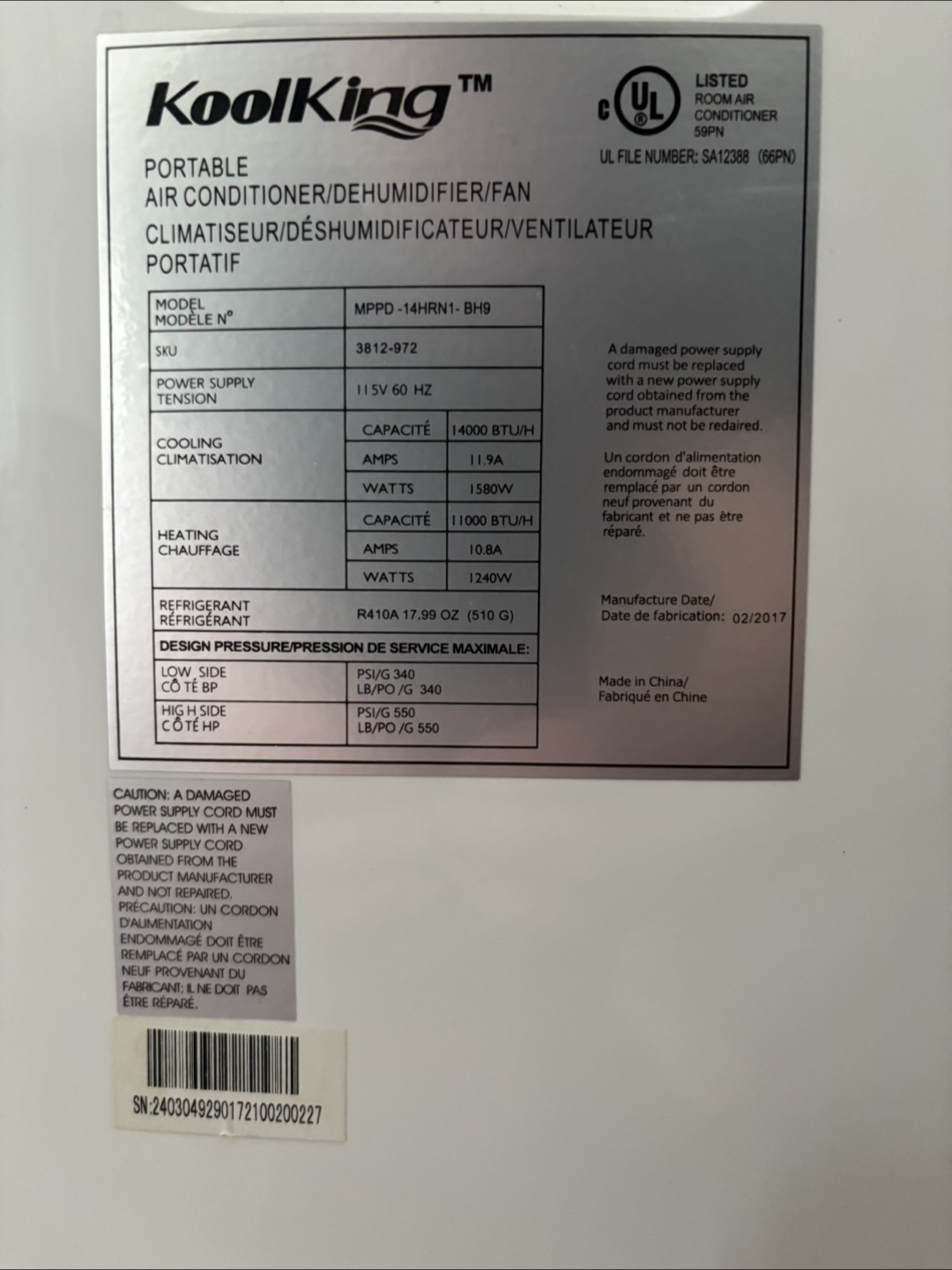 KoolKing Portable Air Conditioner/Dehumidifier/Fan - photo 3