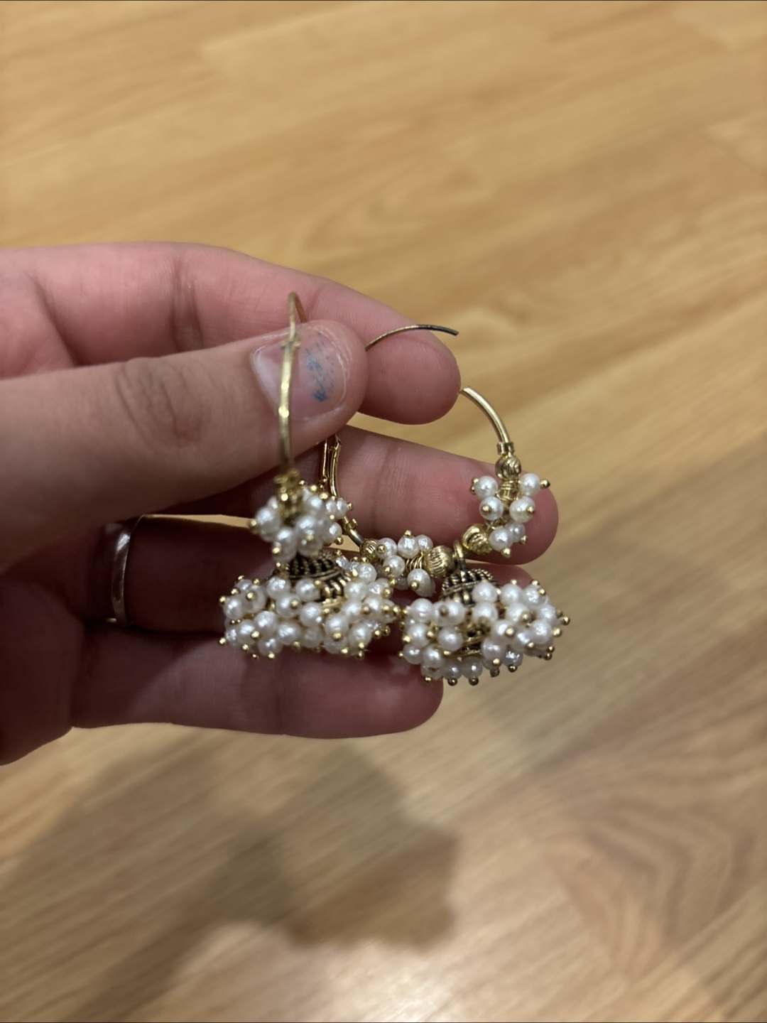 Pearl Jhumka Earrings - Gold Tone