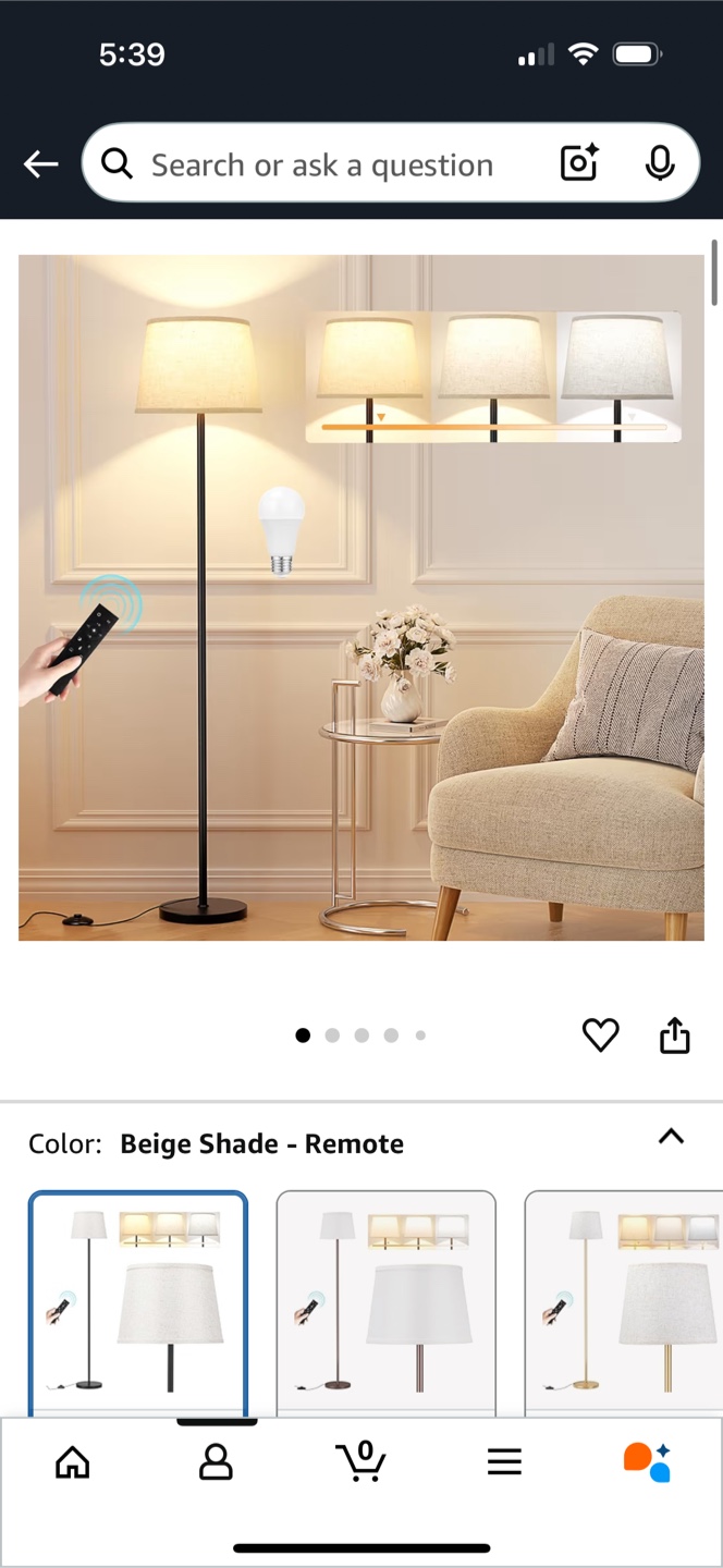 Beige Shade Floor Lamp with Remote - photo 2