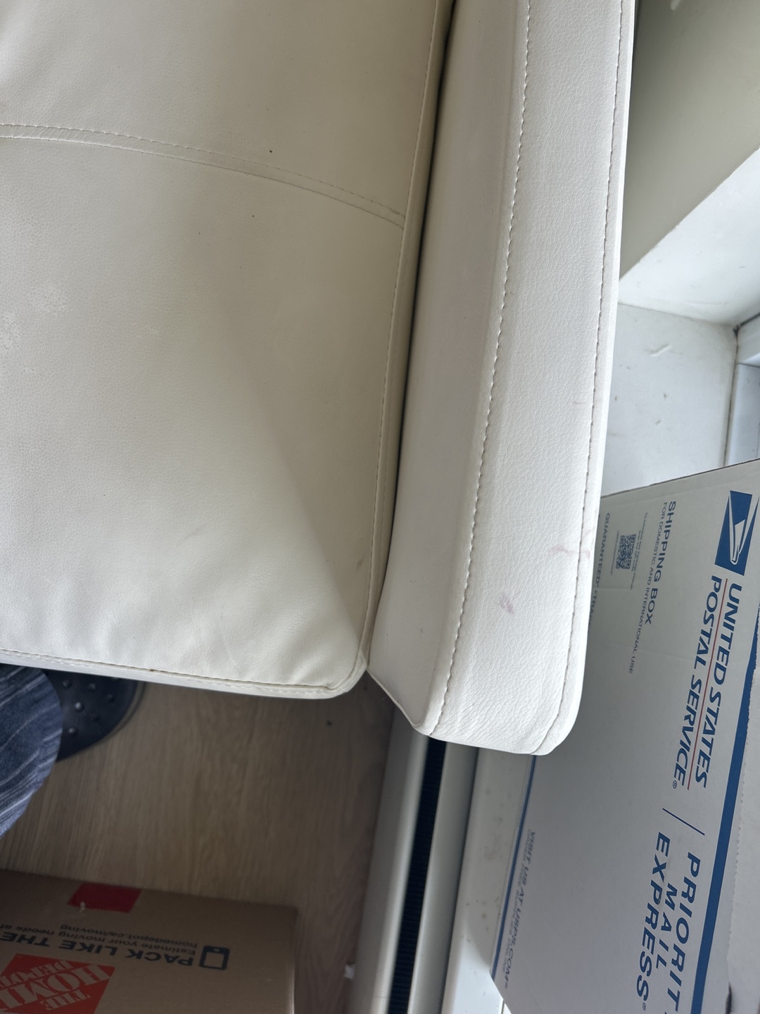 White Leather Sofa Bed - photo 3