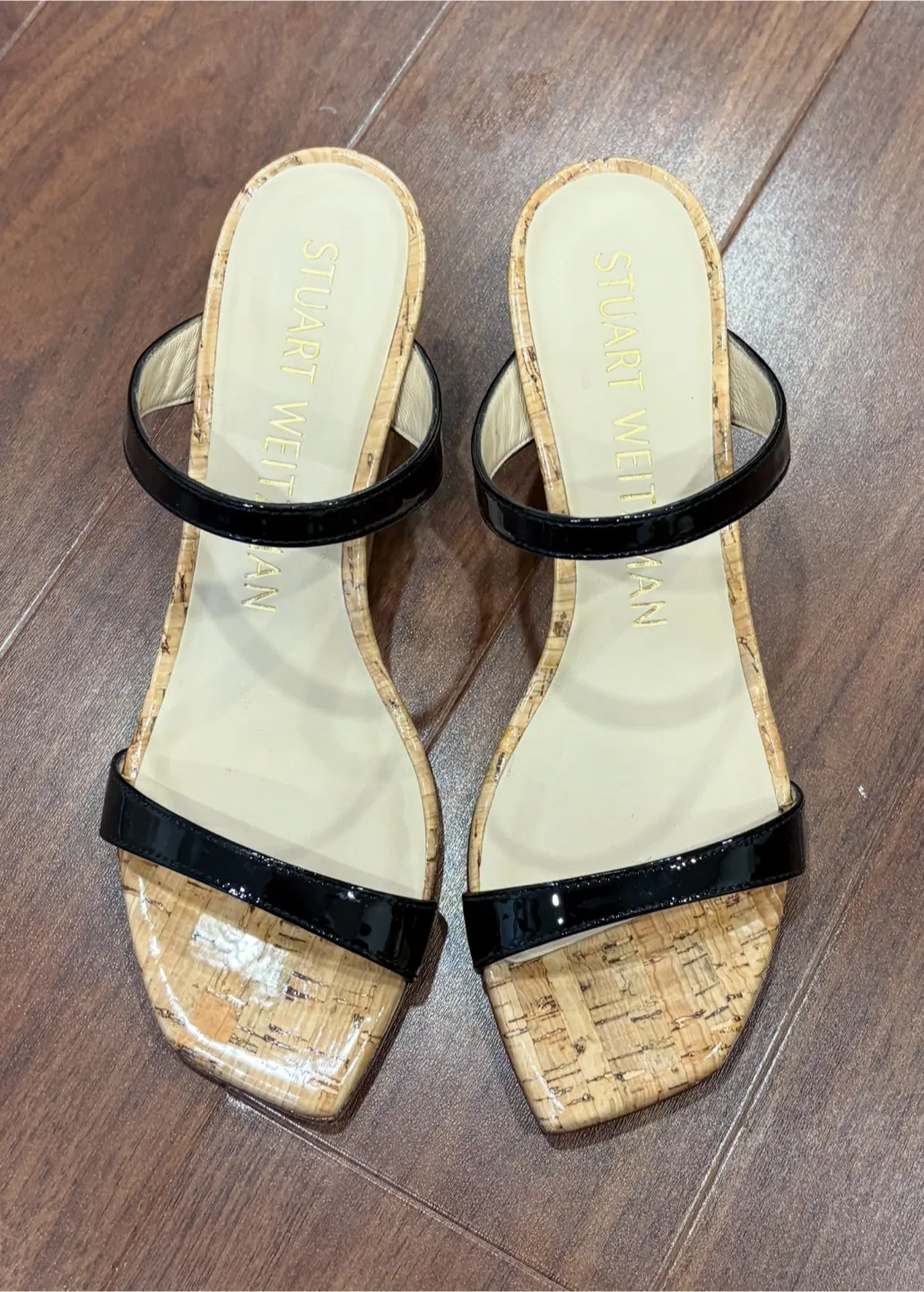 Stuart Weitzman Black Wedge Sandals thumbnail