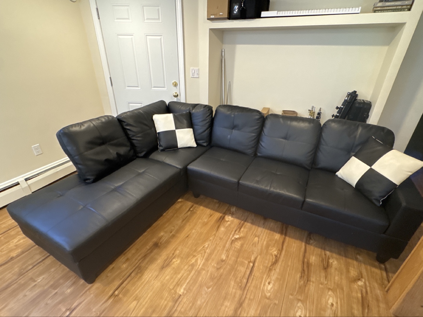 Black Leather L couch