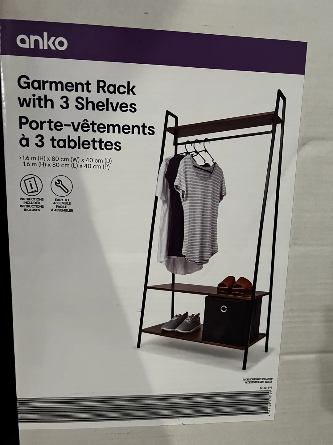 Anko Garment Rack with 3 Shelves New in Box! thumbnail