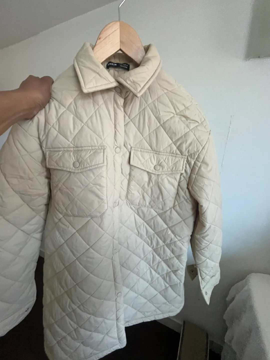 SHEIN Quilted Jacket, Beige image indicator(2)