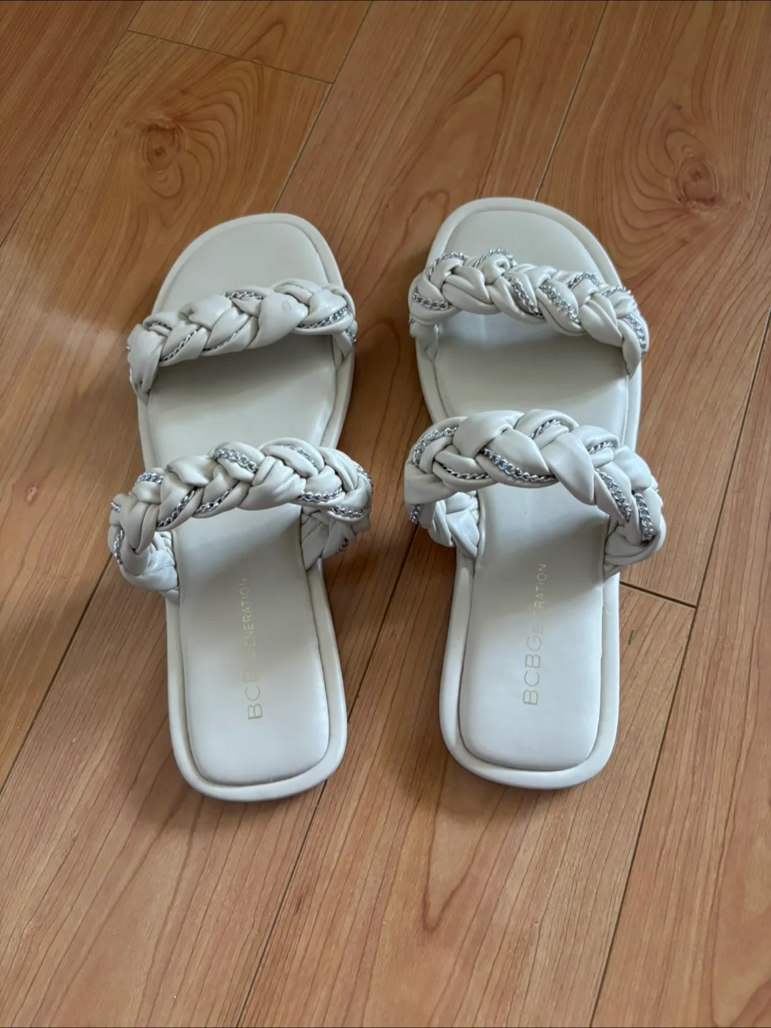 BCBGeneration White Braided Sandals thumbnail