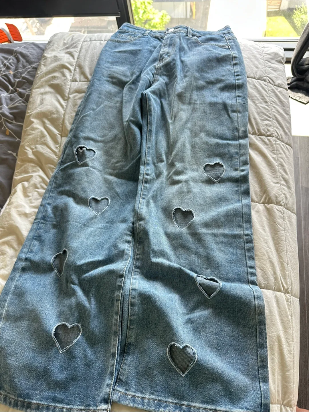 Promthong Heart Cutout Wide Leg Jeans