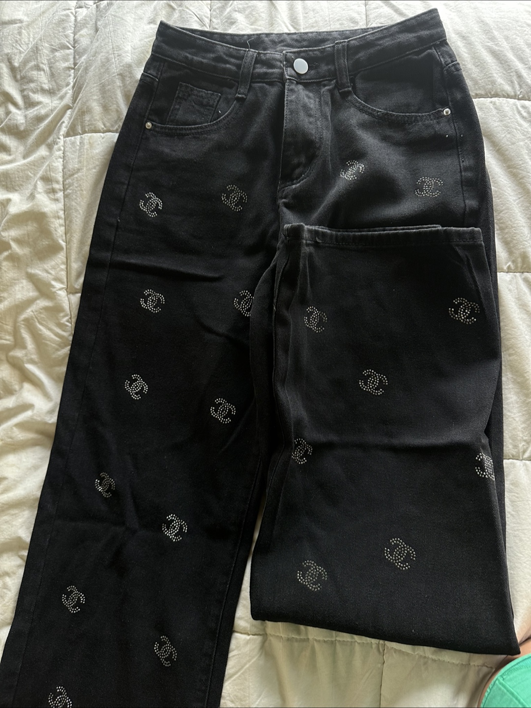 Black Jeans with Logo Pattern - photo 4