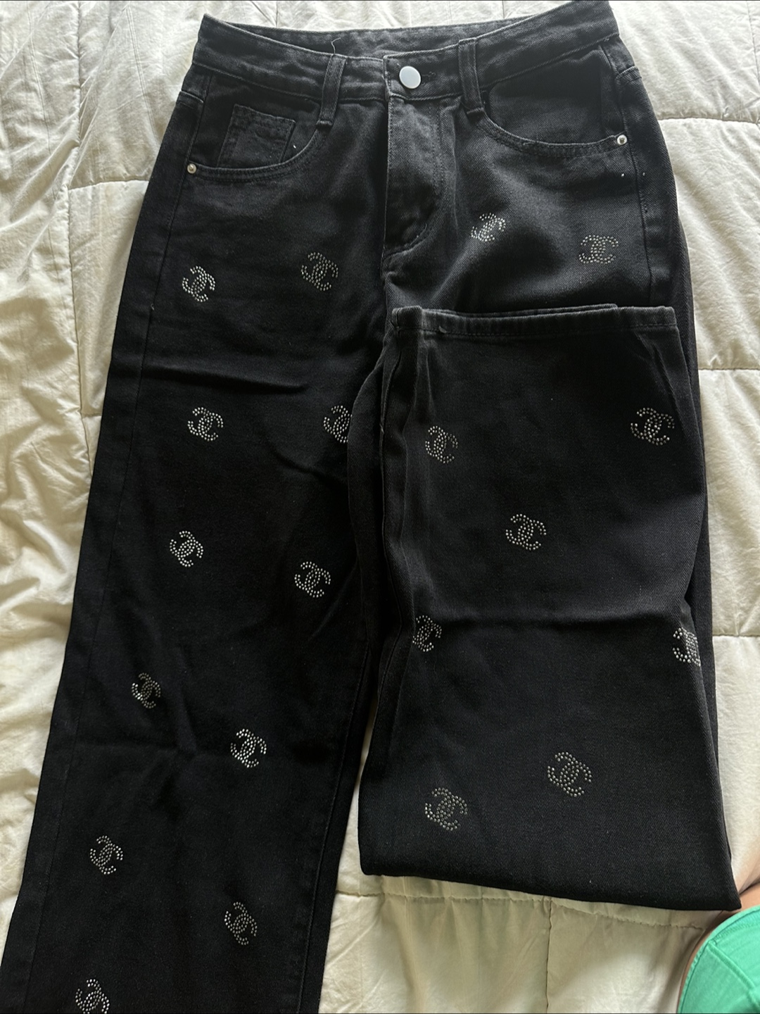 Black Jeans with Logo Pattern - photo 3