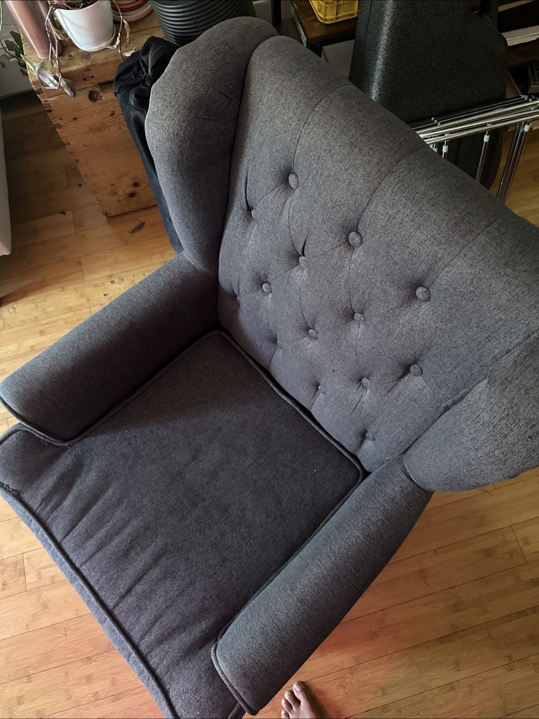 Gray Wingback Accent Chair - photo 3