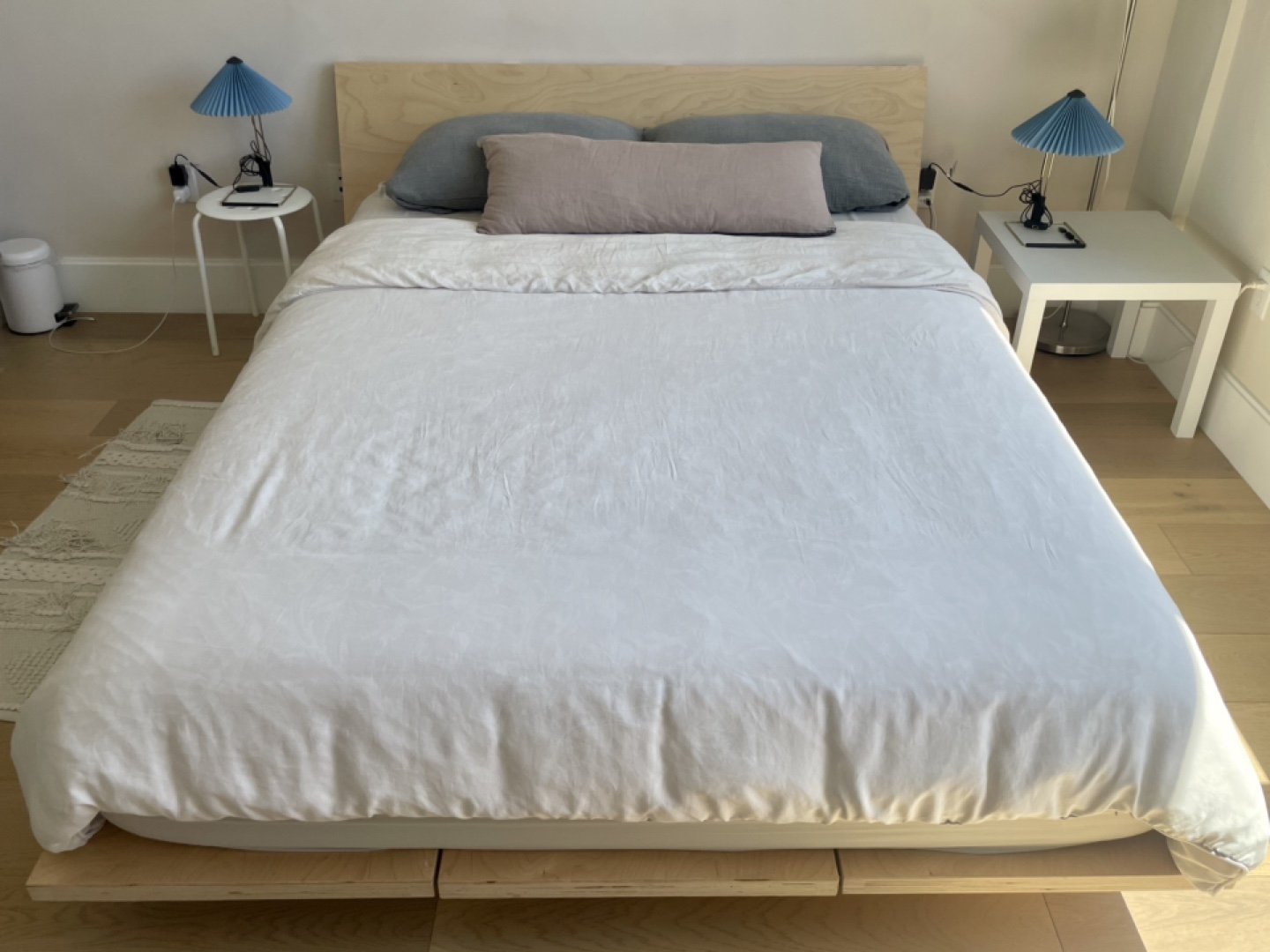 Floyd Bed Frame & Headboard - Queen/Full, Birch, White Hardware