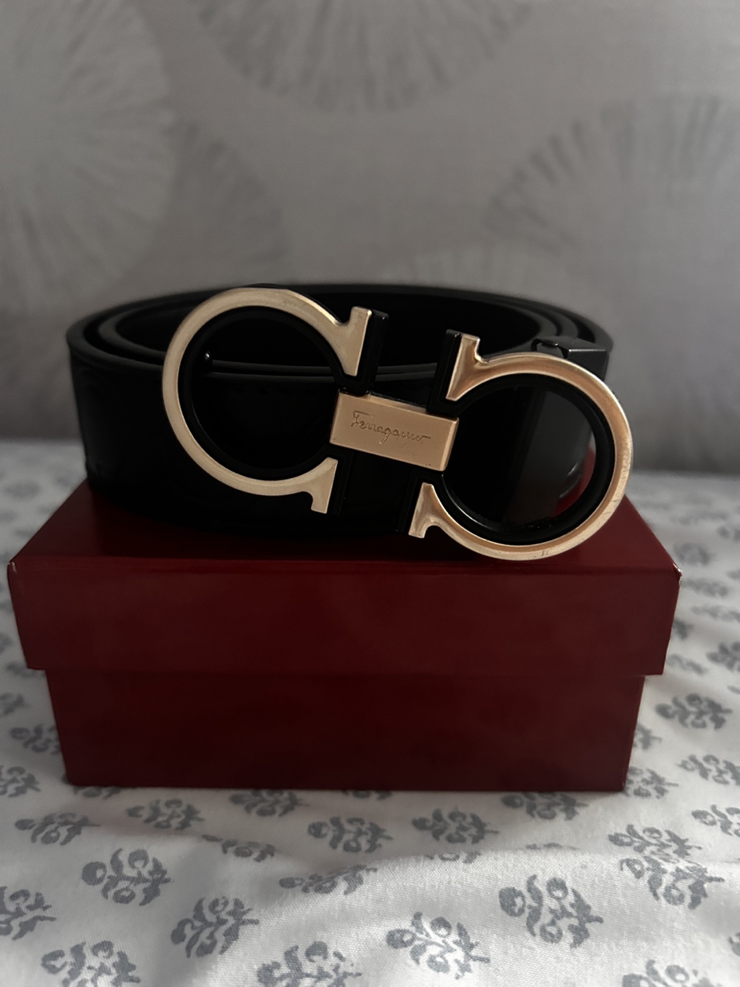 Salvatore Ferragamo Black Leather Belt with Box