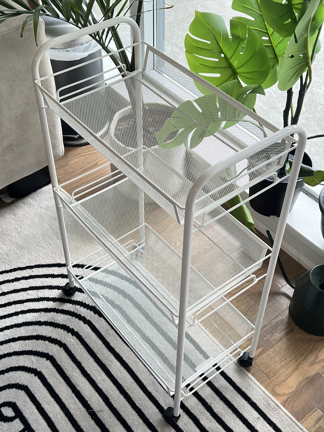 3 Tier White Mesh Storage Trolley