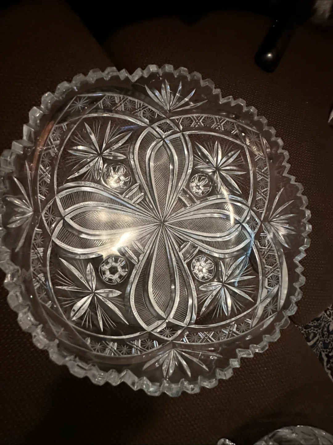Large Vintage Crystal Bowl with legs thumbnail