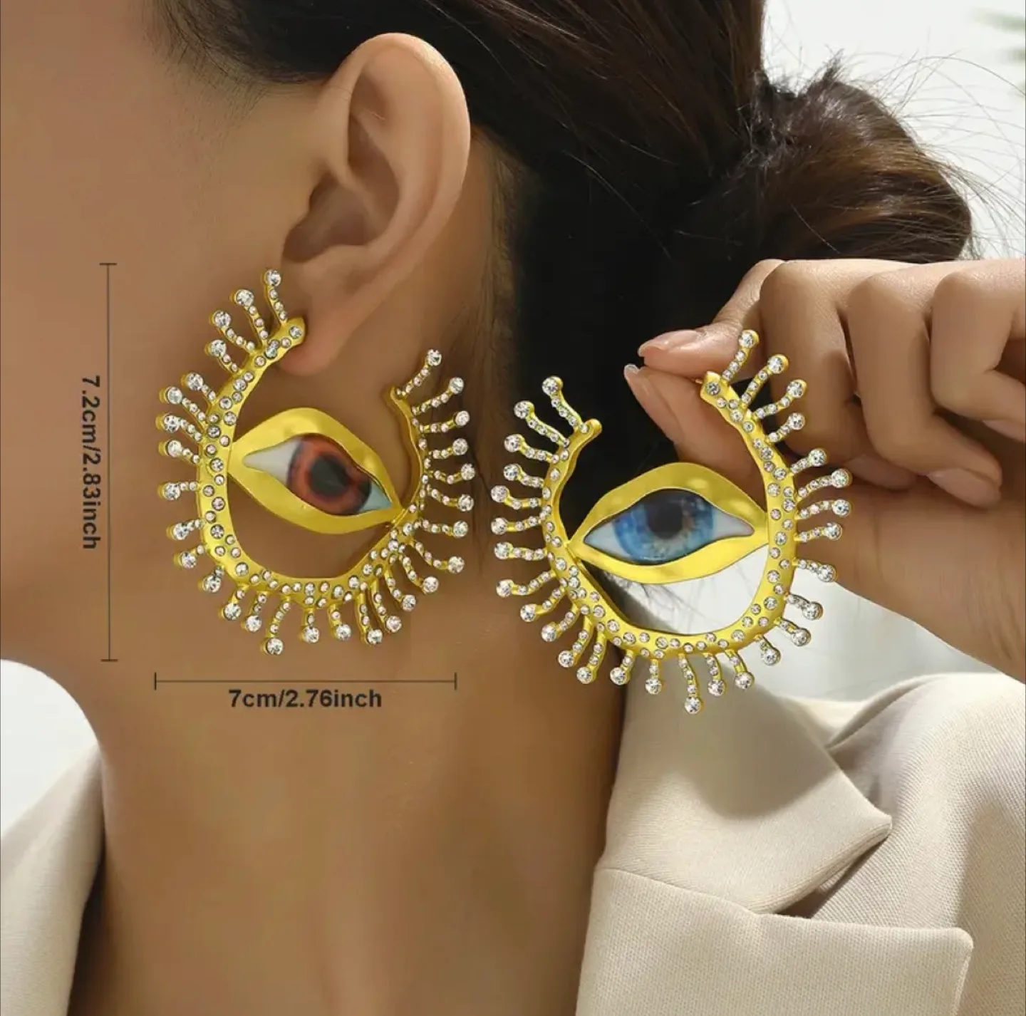 Schiaparelli inspired Evil Eye Design  Earrings image indicator(4)