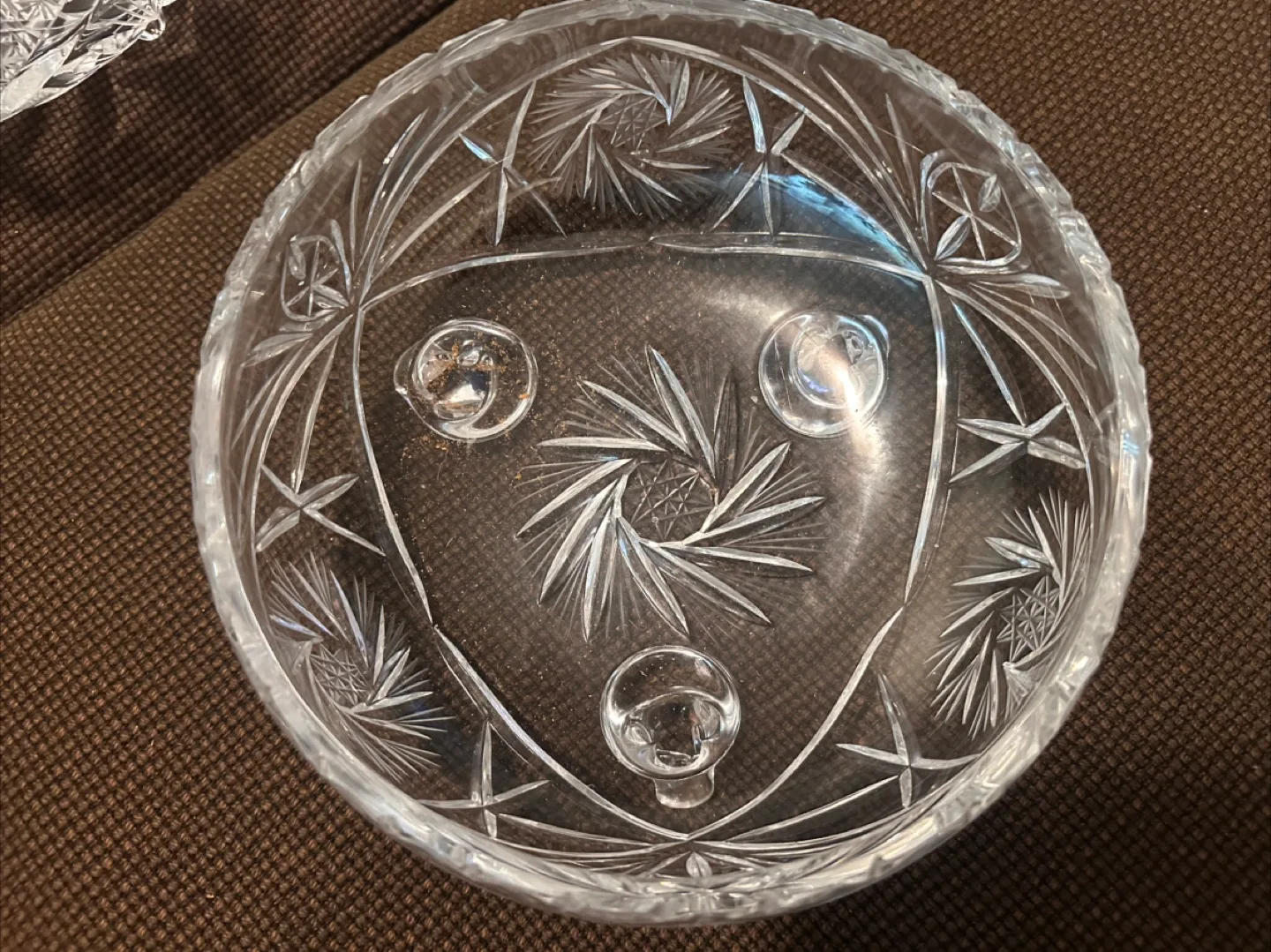 Mid size Vintage Crystal Bowl with legs thumbnail