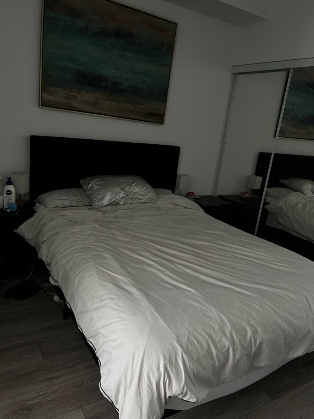 Queen black velvet bed frame
