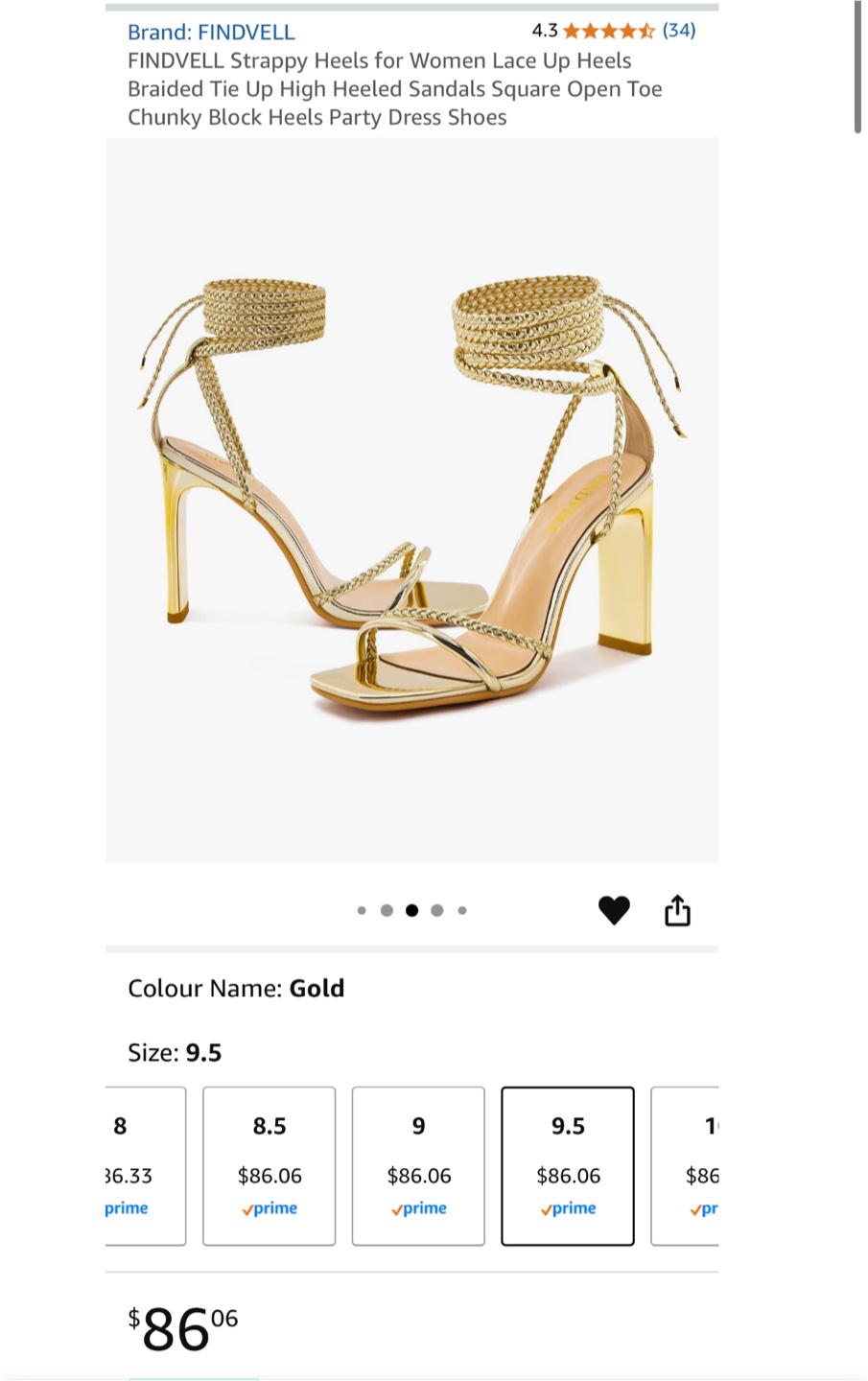 Brand New Strappy Heels - Gold, Size 9.5 - photo 4