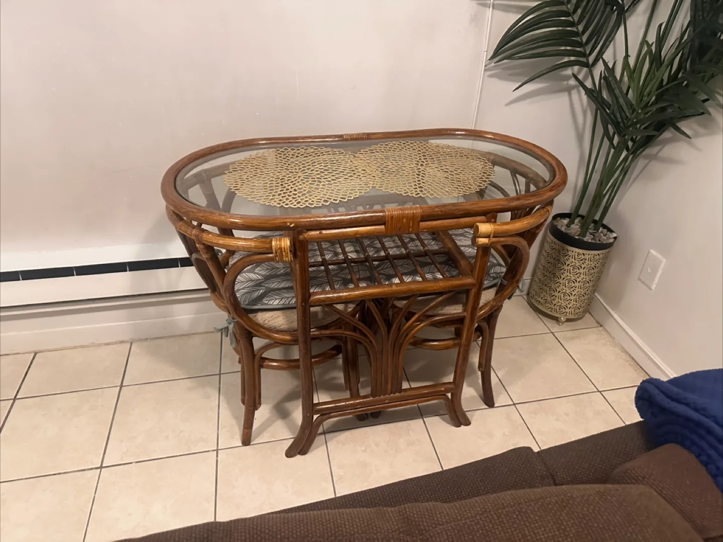 Mini bamboo breakfast nook Table with Two Chairs thumbnail