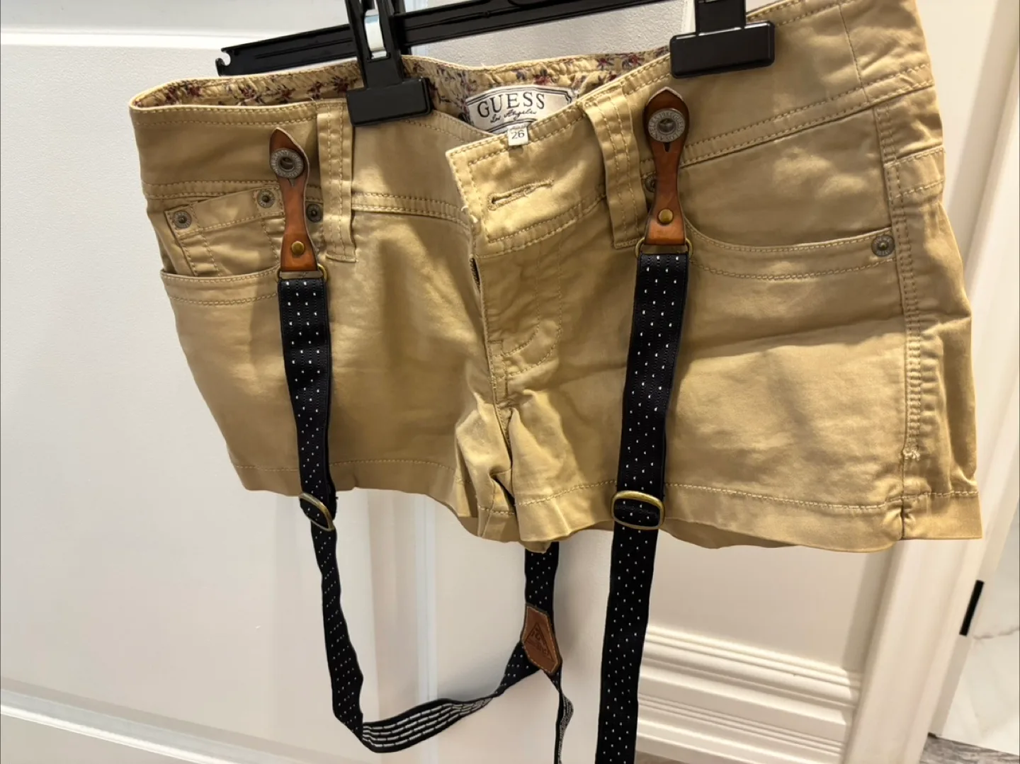 Guess Tan Shorts with Suspenders - Size 26 thumbnail