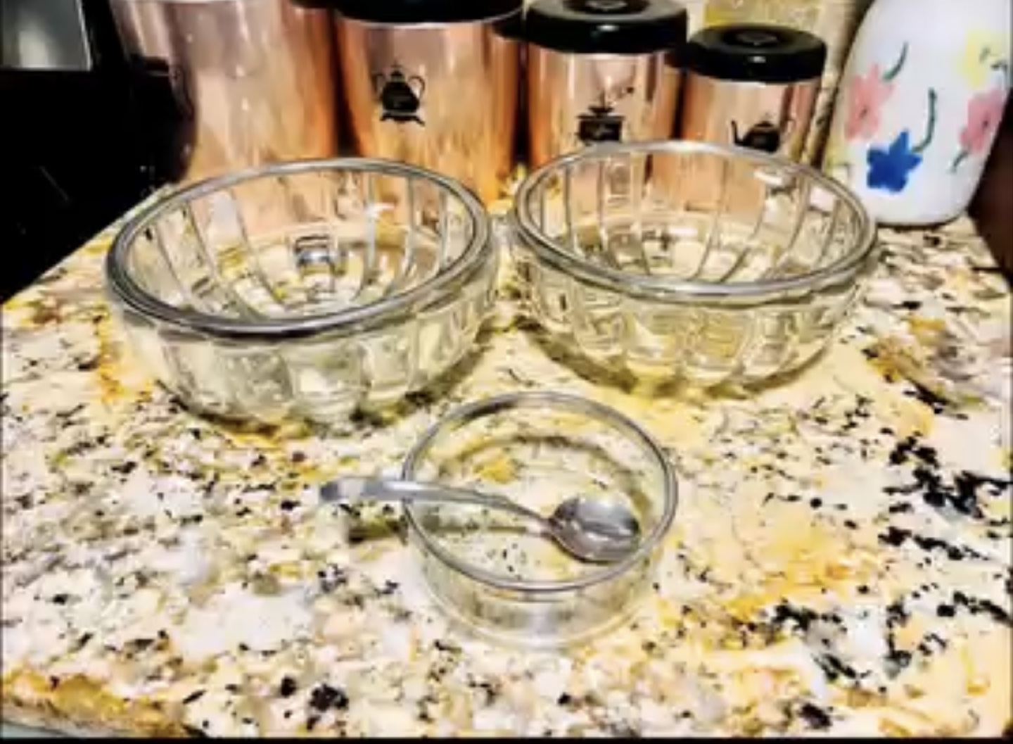 Glass Dessert Bowls with Silver Rim