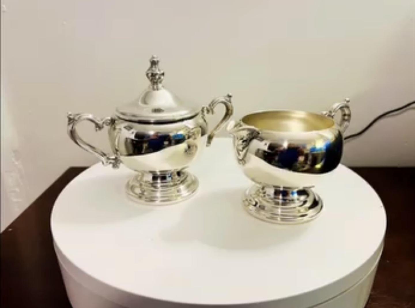 Vintage Silver Plated Creamer and Sugar Bowl Set
