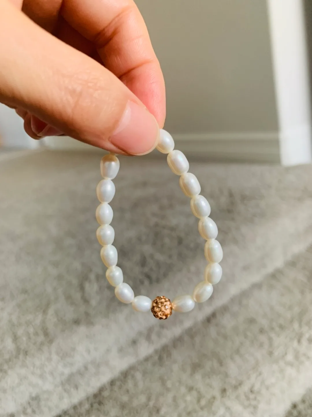 Freshwater Pearl Bracelet with Gold Bead, New image indicator(2)