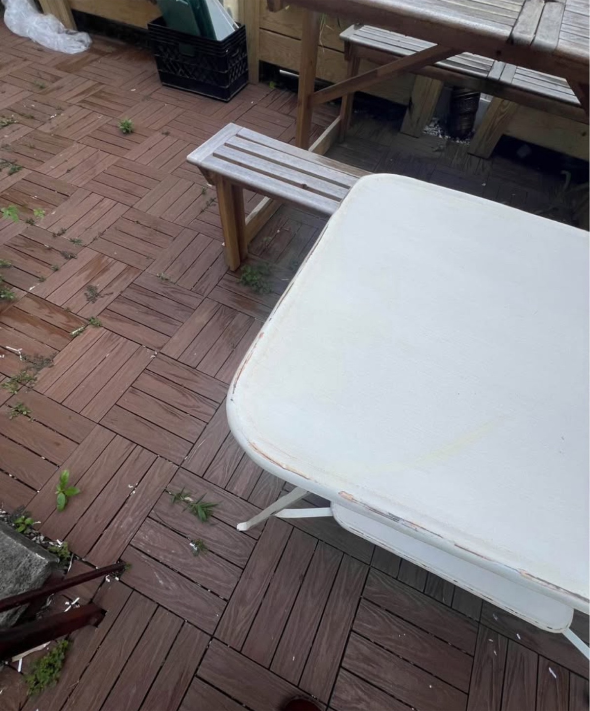 Vintage Looking White Metal Side Table - photo 3