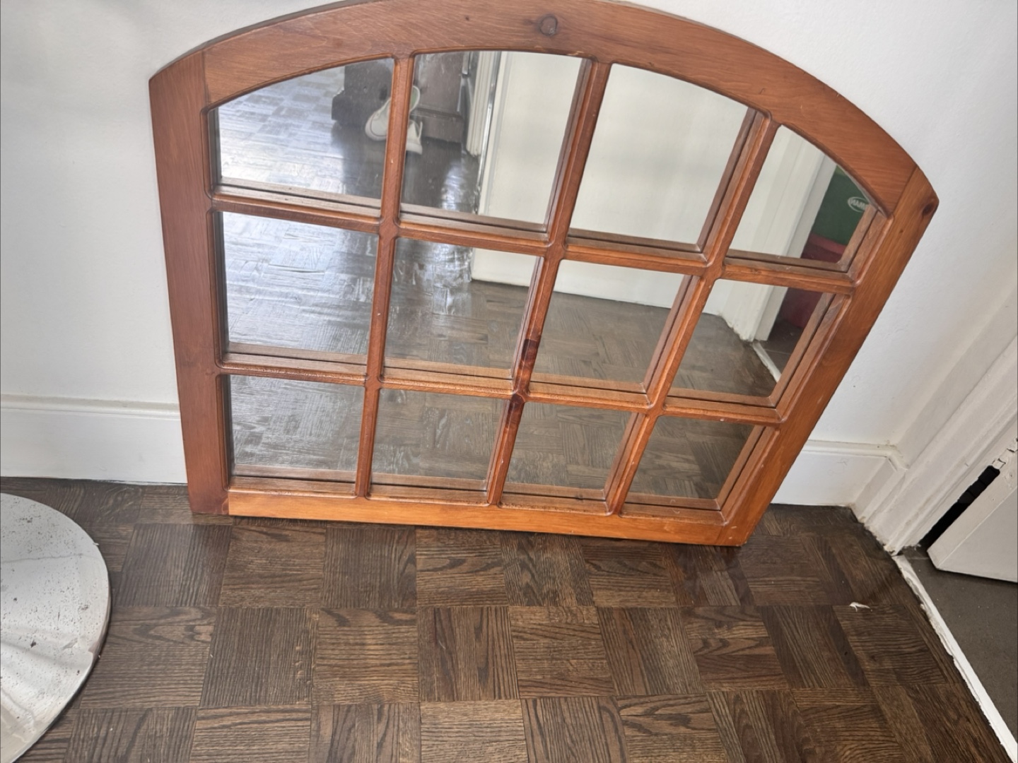 Arched Windowpane Wall Mirror - Wood Frame