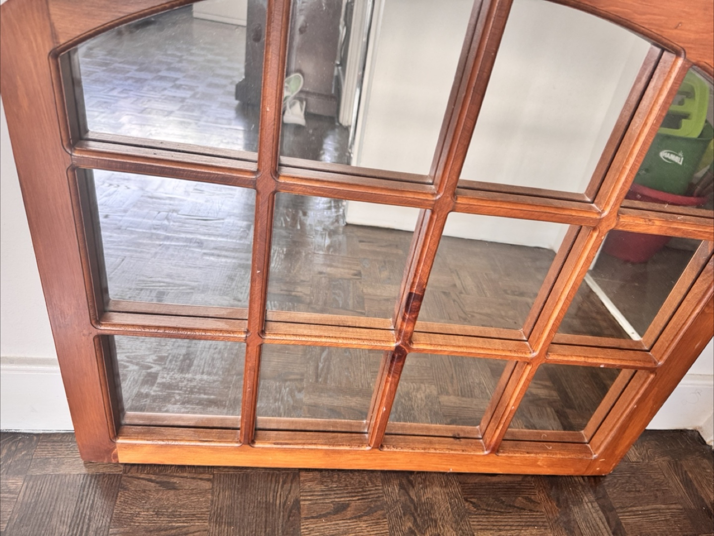 Arched Windowpane Wall Mirror - Wood Frame - photo 2