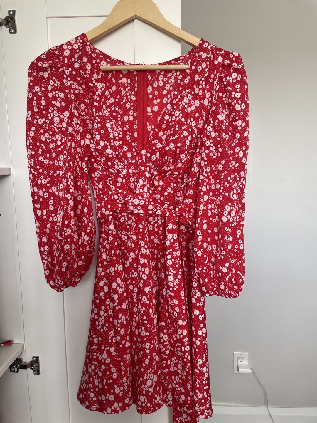 Red Floral Mini Dress - Size Medium - photo 2