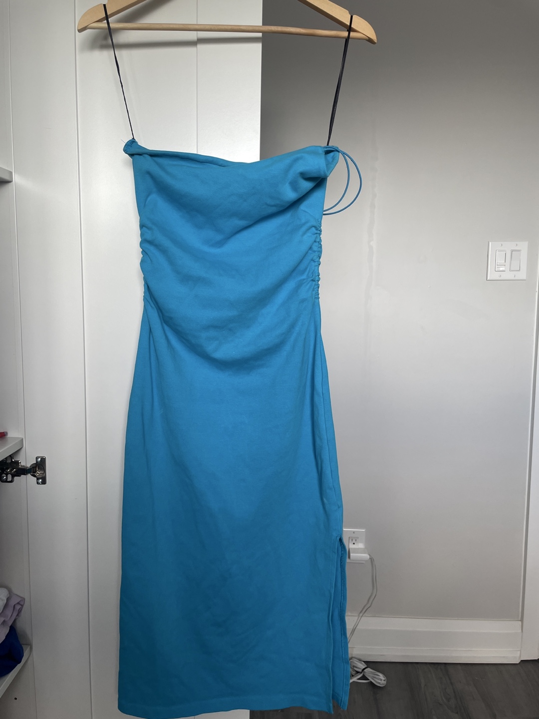 Blue Ruched Bodycon dress