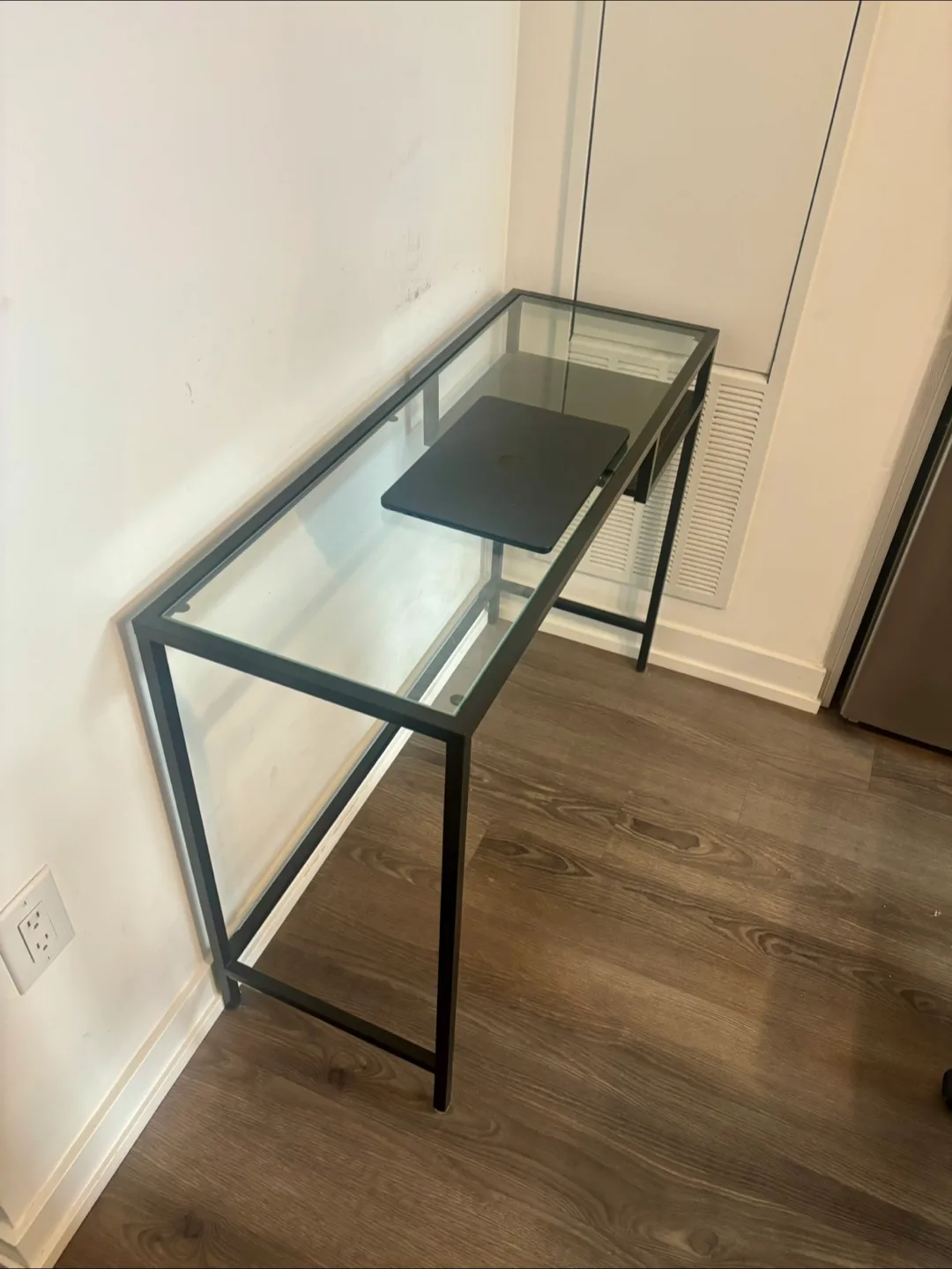 Glass Top Black Metal Frame Desk thumbnail