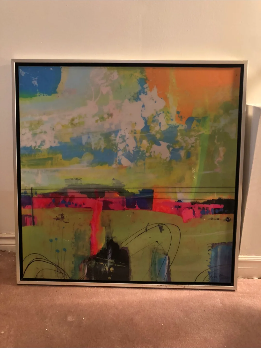 Abstract Painting with Silver Frame thumbnail