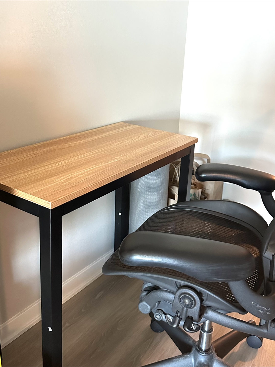 Wooden Top Desk with Black Frame