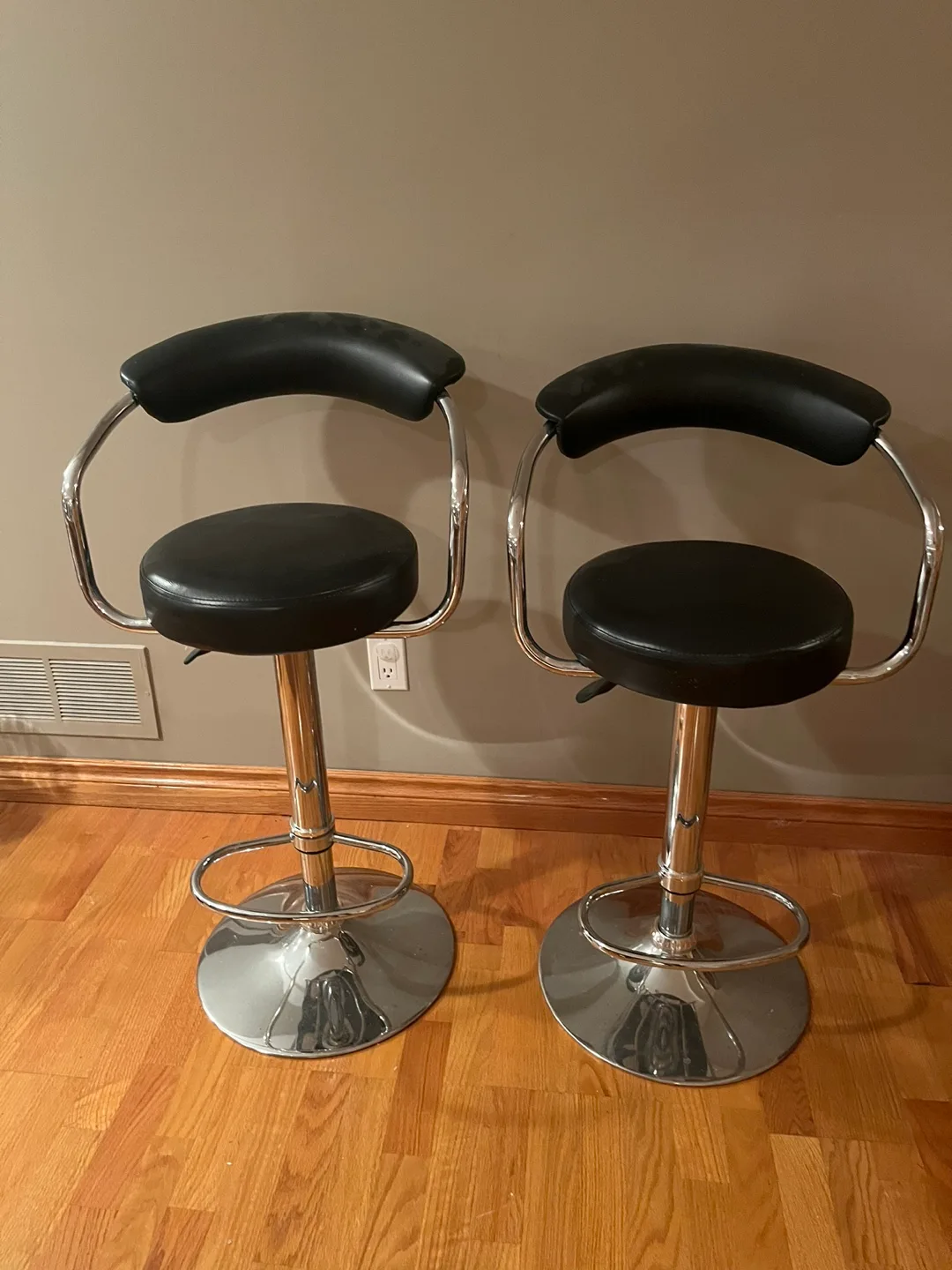 2 black  bar height stools curved back  $60 FIRM image indicator(2)