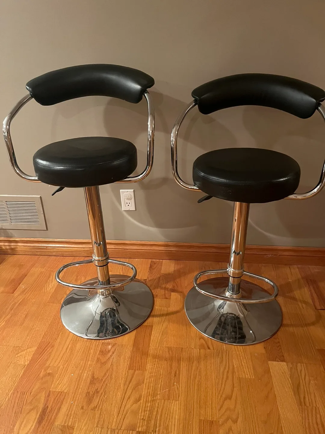 2 black  bar height stools curved back  $60 FIRM image indicator(3)