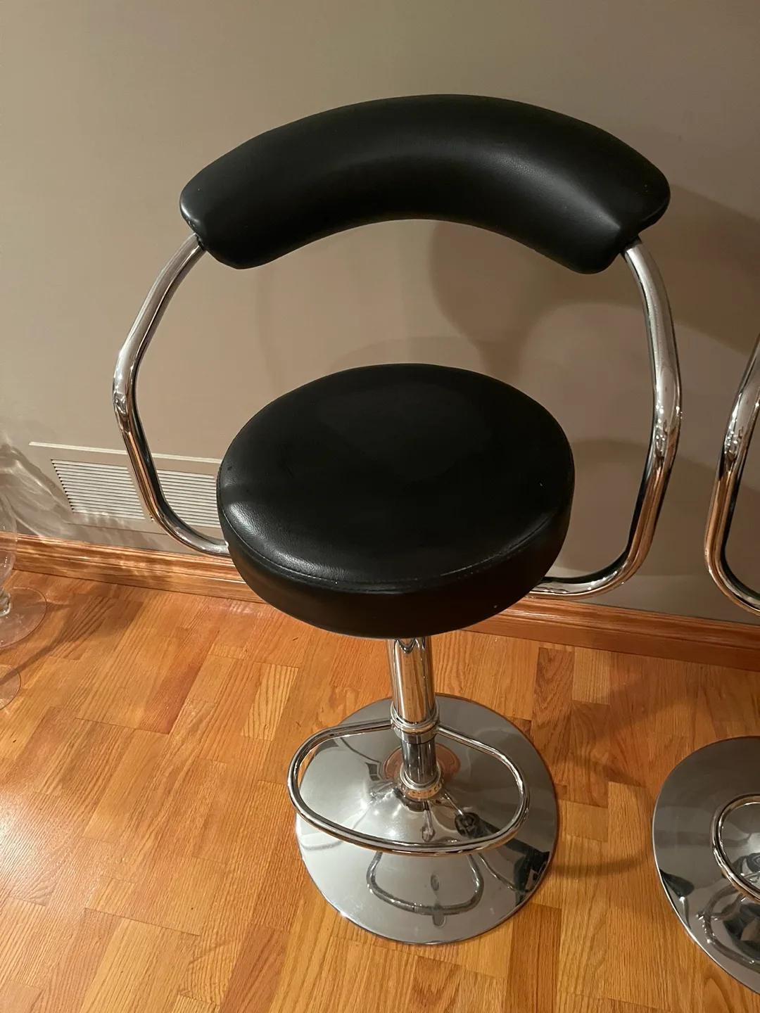 2 black  bar height stools curved back  $60 FIRM image indicator(5)