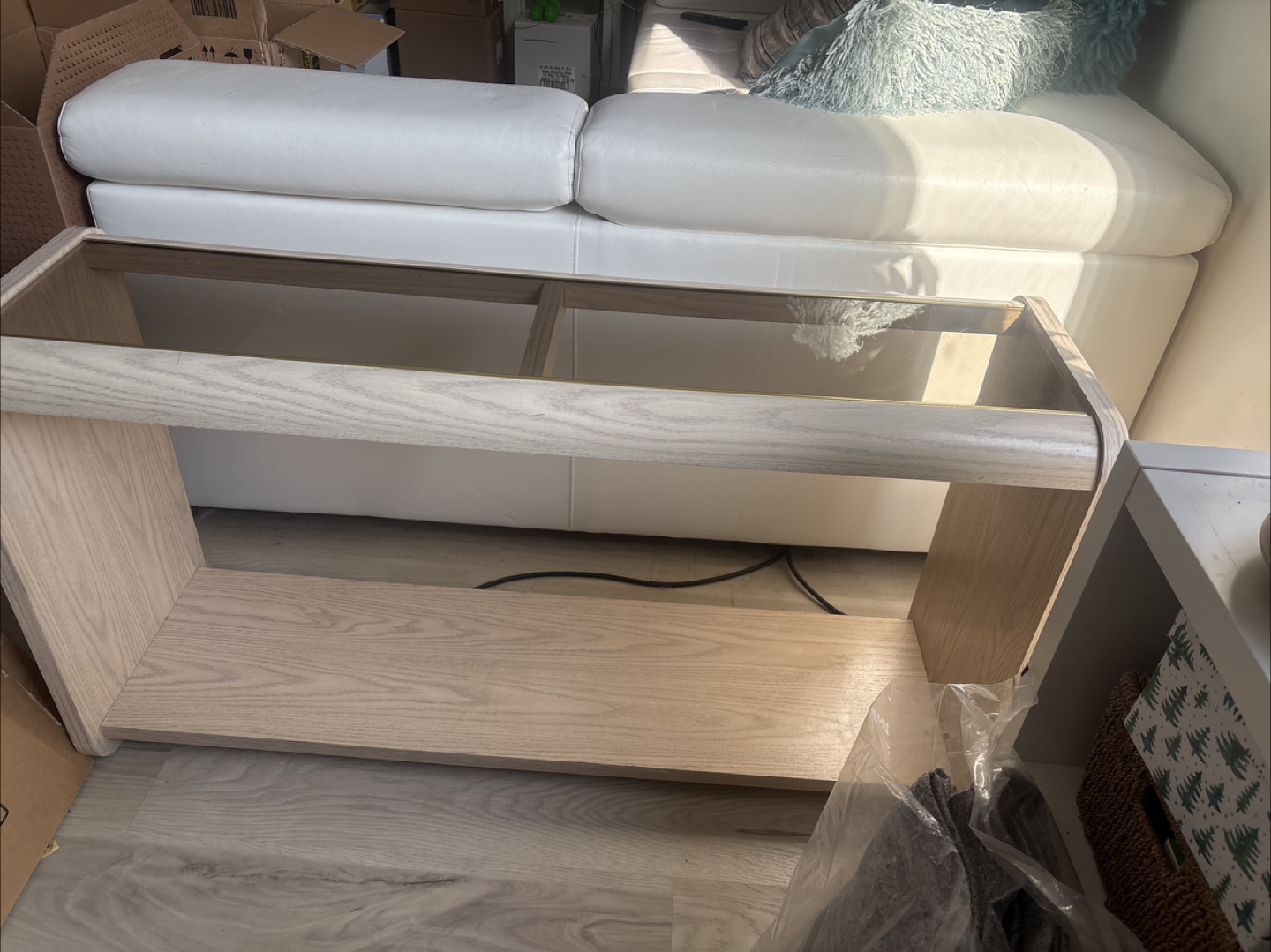 Wood & Glass narrow high Table