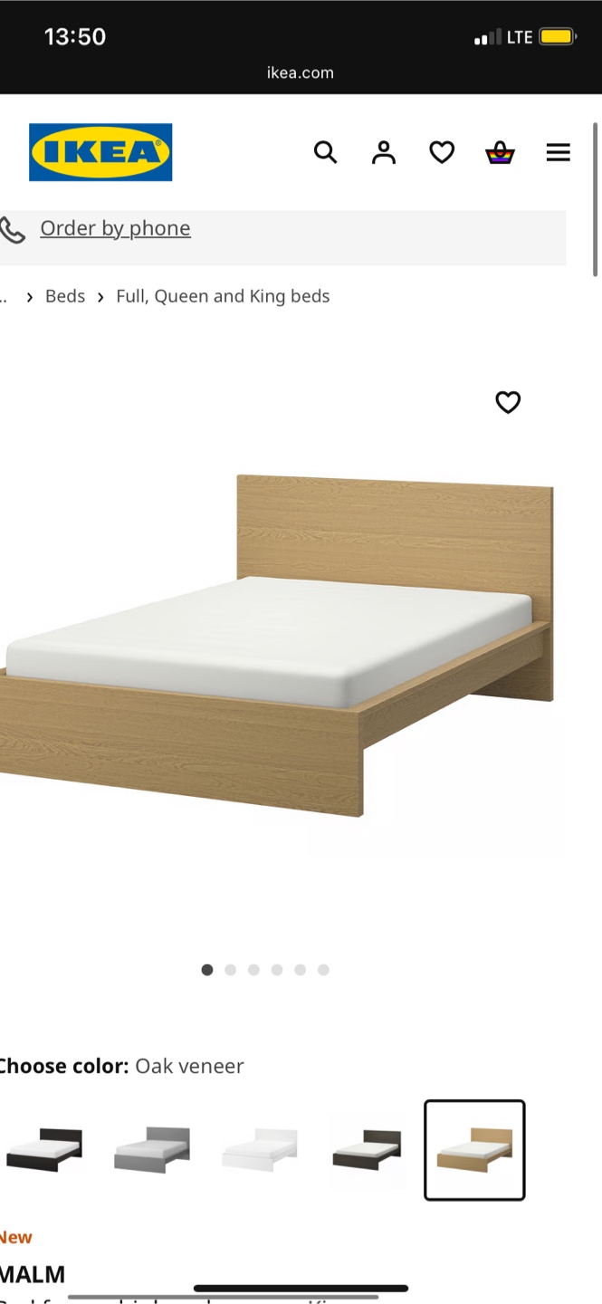 IKEA Malm queen Bed - Oak Veneer
