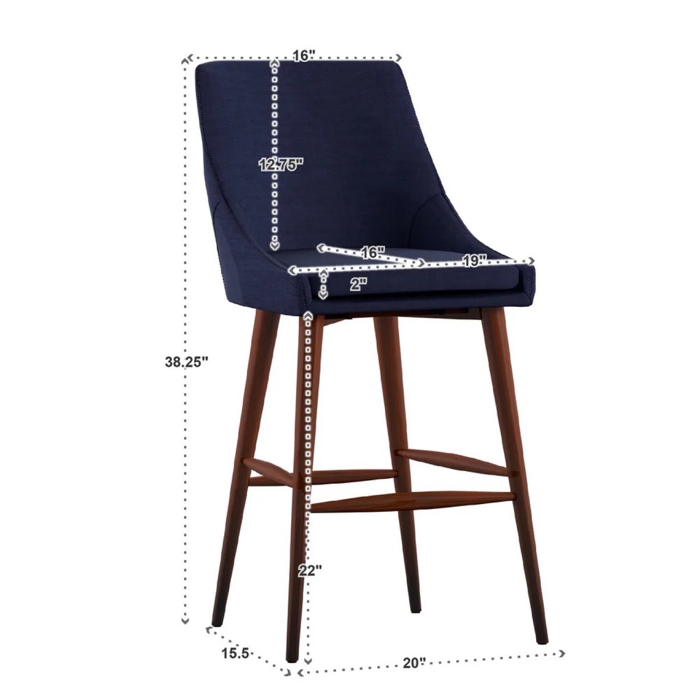 Set of 2 Gray Fabric Bar Stools - photo 3